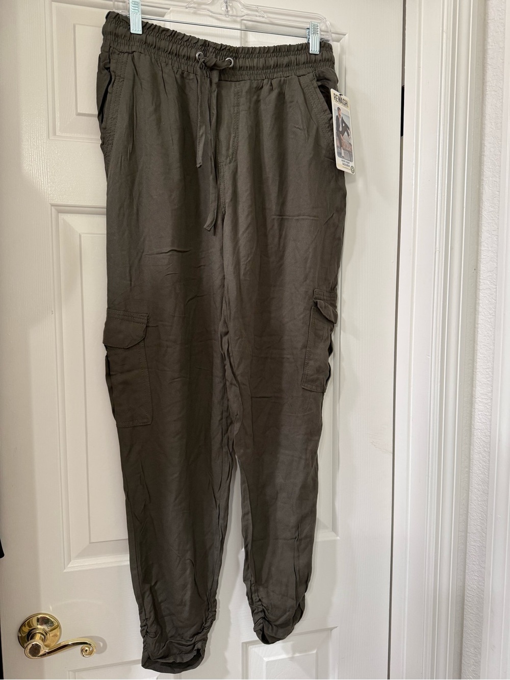 Rewash Olive Cargo Ruched Jogger Pants -Large *NWT